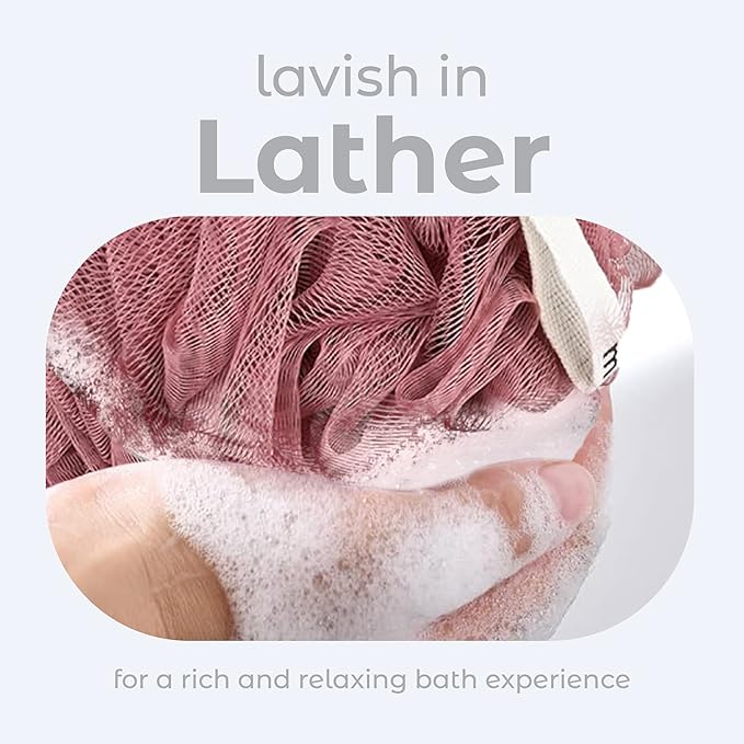 MainBasics Bath Shower Loofah Sponge Pouf Body Scrubber Exfoliator Body Wash - Image 4
