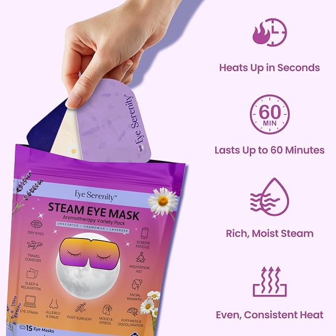 Eye Serenity Steam Eye Mask, Heated Eye Mask, Self Heating Warm Compress - Image 5