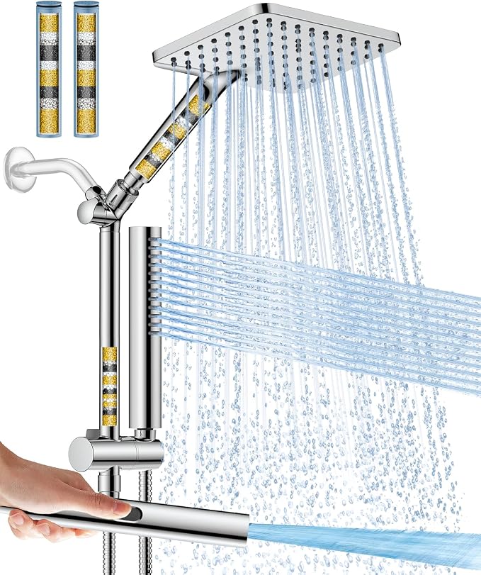 Filtered Shower Head with Handheld Spray Combo High Pressure Rain Shower Head by HOMBETER