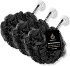 Large Black Bath Sponge, Gentle Exfoliation Mesh Sponges, Long Lasting Loofah - Image 3