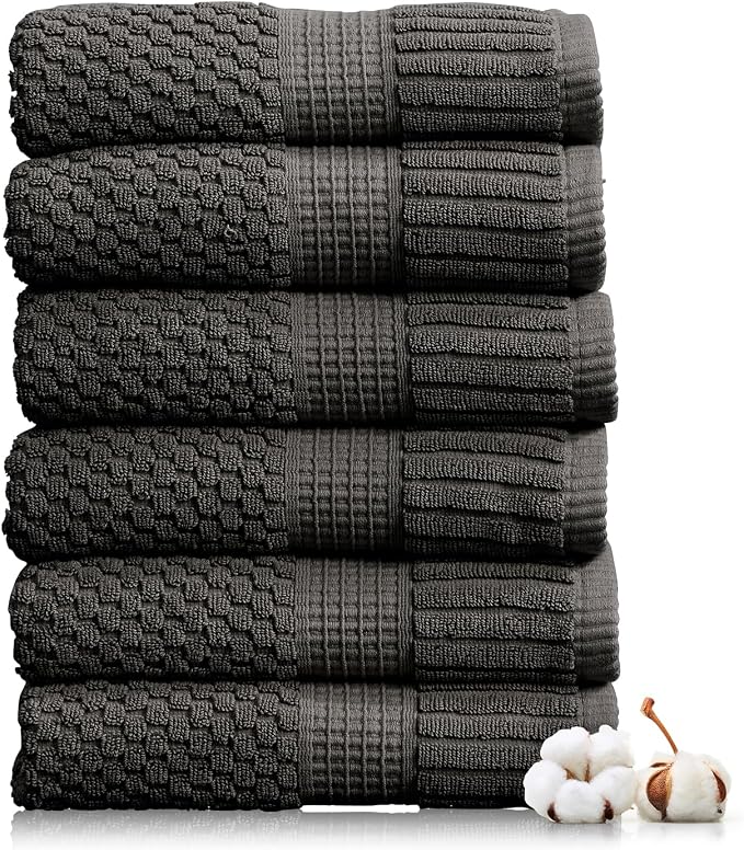 NY Loft 100% Cotton Hand Towel 6 Pack | Super Soft & Absorbent Quick-Dry Hand by NYLoft