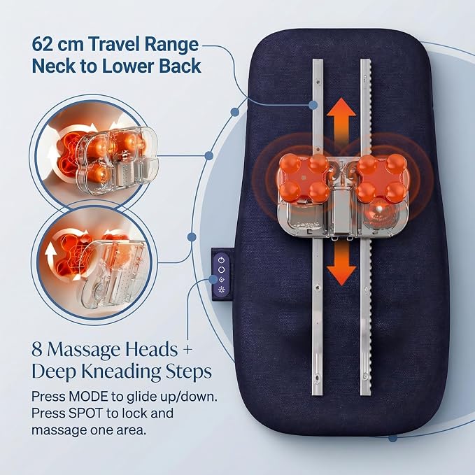 Back & Neck Massager with Heat for Pain Relief, FSA Full-Length Rolling Massage - Image 3