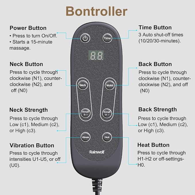 Rainwolf Shiatsu Neck and Back Massage Cushion - Image 6