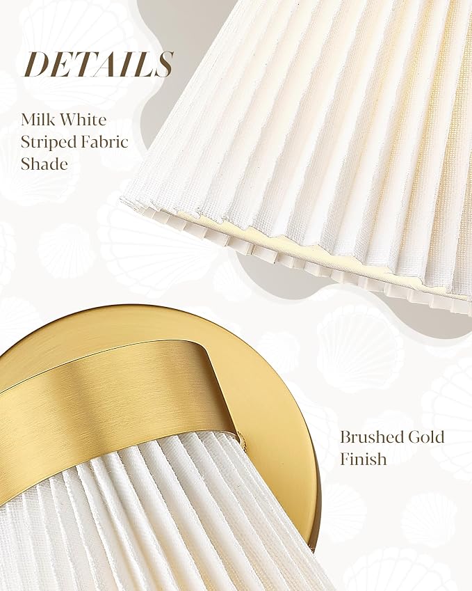 Fabric Bathroom Light Fixture, HWH 1-Light Sconce Wall Lighting - Image 3