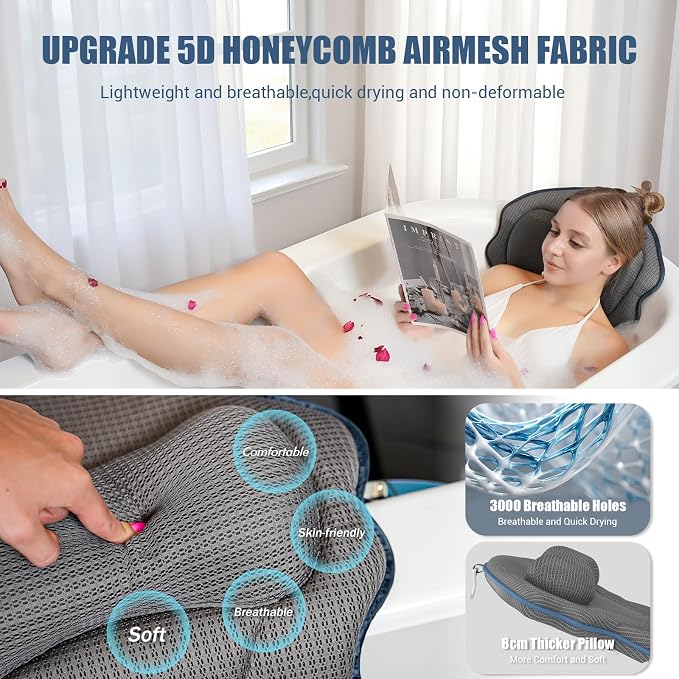 Full Body Bath Pillows for Tub Luxury Bathtub Pillow Cushion for Head, - Image 4