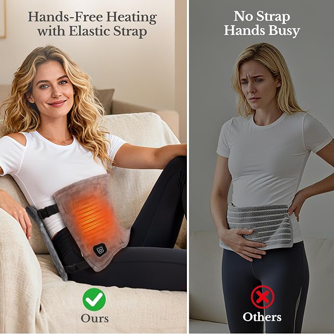 Cordless Heating Pad for Back Pain Relief & Cramps, Battery Operated, 3 Heat - Image 4