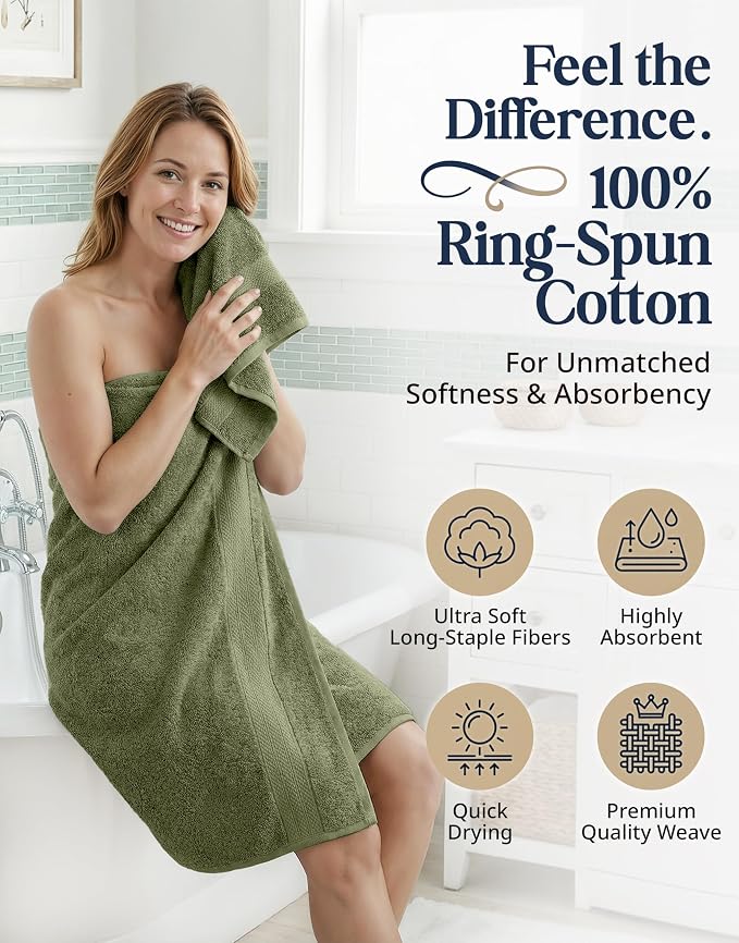 LANE LINEN Luxury Cotton Bath Towel Pack of 16 - Image 2