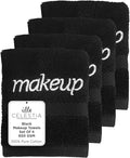 Black Makeup Remover Towels Set of 4, 100% Soft Cotton Reusable Luxury 4 Pcs by VillaCelestia