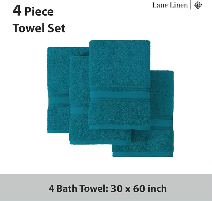 LANE LINEN 100% Cotton 4 Pack Bath Towels Set - Image 4