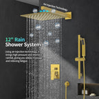 SR SUN RISE 12 Inch Brushed Gold Shower Faucet Set, Wall-Mount Adjustable - Image 2
