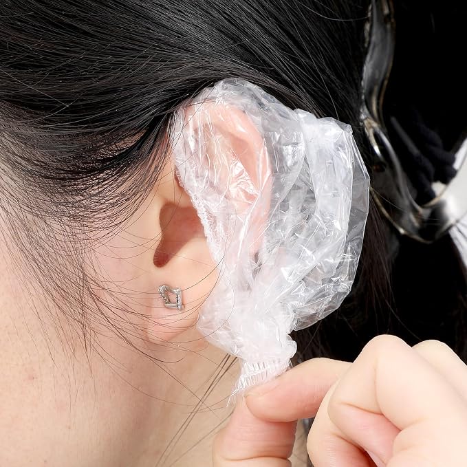 100 Pcs Disposable Ear Covers for Shower, Waterproof Plastic Ears Shower Caps - Image 5