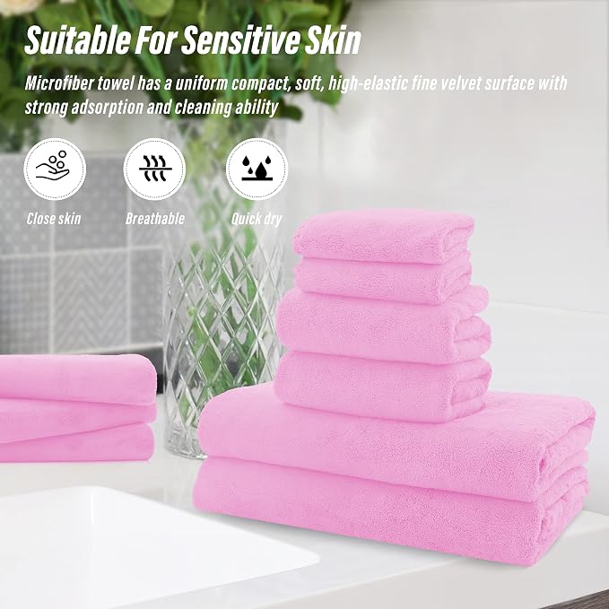 MOONQUEEN Ultra Soft Microfiber Coral Velvet Towel Set - Image 7
