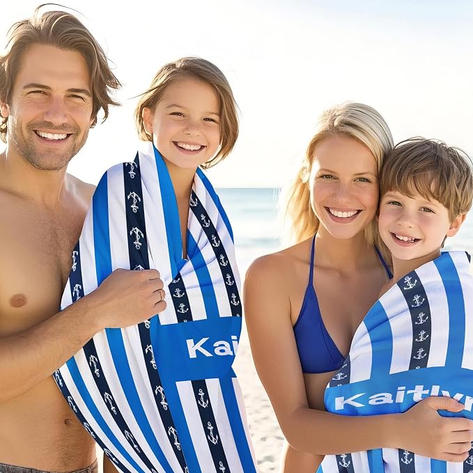 JML Custom Beach Towel with Name, Personalized Microfiber Beach Towel with Name - Image 4