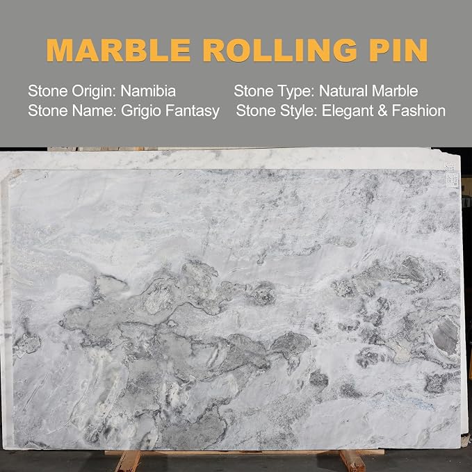 Koville African Natural Marble Rolling Pin, Non-Stick Polished Dough Roller - Image 2