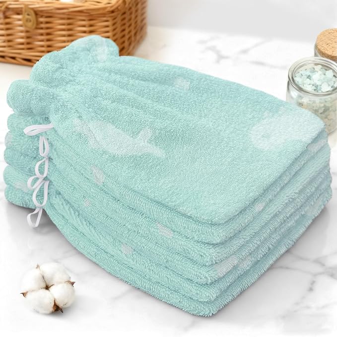 VOOVA & MOVAS Kids Bath Mitts 6-Pack, 100% Cotton Soft Absorbent Wash Cloths by VOOVAMOVAS