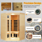 Far Infrared Wooden Sauna Room, 2-3 Person Home Sauna Canadian Hemlock Indoor - Image 4