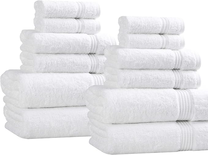 Superior Egyptian Cotton 12-Piece Towel Set, Guest Bath Decor Essentials - Image 2