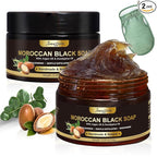 2 Pack Moroccan Black Soap Hammam, Morocco Body Scrub by Joanssore