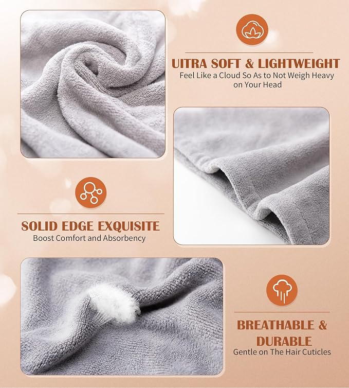 POPCHOSE Microfiber Hair Towel Wrap, 3 Pack Fast Drying Hair Turban, Stocking - Image 3