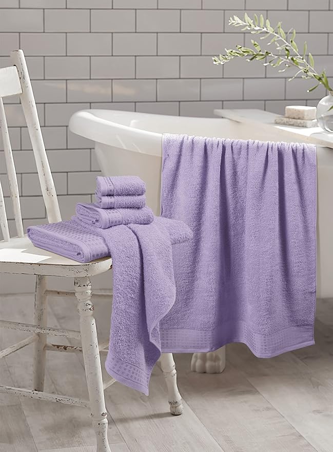 GLAMBURG 100% Cotton Ultra Soft 6 Pack Towel Set, Contains 2 Bath Towels 28x55 - Image 3