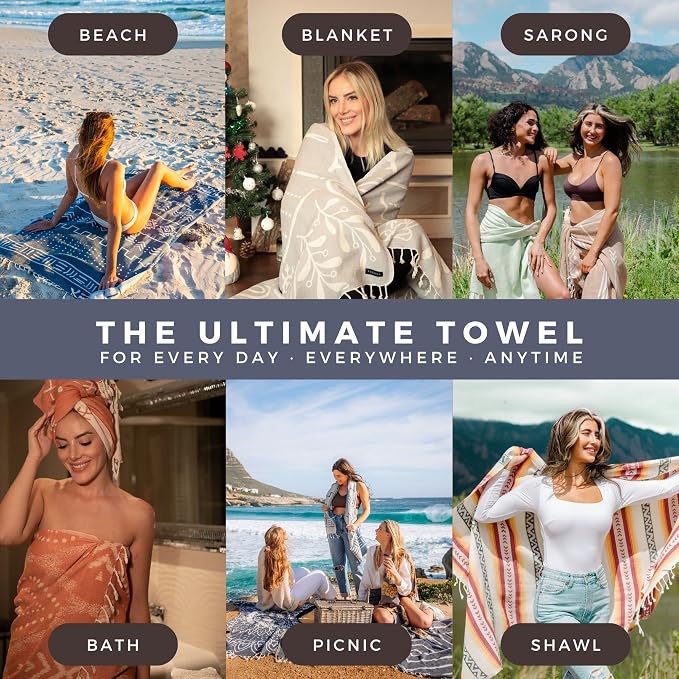 FESHKA Sand Proof Turkish Beach Towel – Oversized, Quick Dry & Lightweight - Image 3