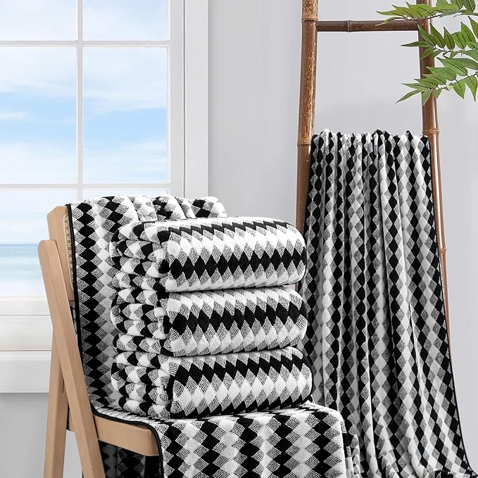 4 Piece Bath Towel Black Oversized Bath Sheet 35"x70" Bathroom Towel Extra - Image 5