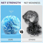 SHOWER BOUQUET Blue+Pink-Loofah-Bath-Sponge Lace-Mesh-Set // 2-Scrubs-in-1 // - Image 6