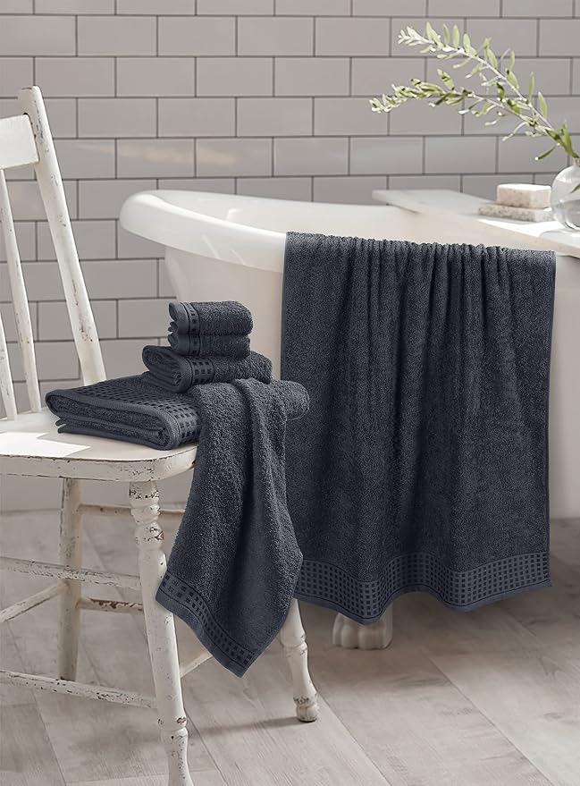 GLAMBURG 100% Cotton Ultra Soft 6 Pack Towel Set, Contains 2 Bath Towels 28x55 - Image 3