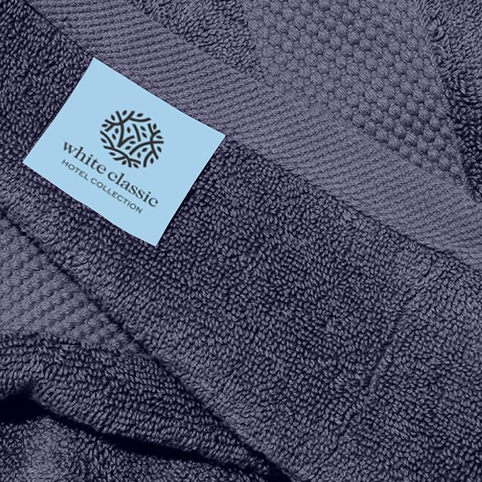 White Classic Luxury Navy Blue Hand Towels - Image 5