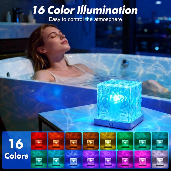 Rechargeable Shower Light No Wiring, 16 Color Changeable Ocean Wave Projector - Image 2