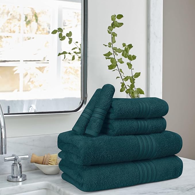 BOUTIQUO 6 Pack Cotton Towel Set, Contains 2 Bath Towels 28x55 inch, 2 Hand - Image 3
