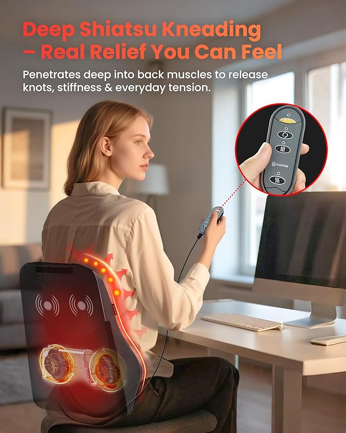 COMFIER Back Massager with Heat, Deep Tissue Shiatsu Neck and Back Massager - Image 4
