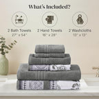 Modern Threads Floral Trail 6-Piece 100% Cotton Towel Set – Reversible Yarn - Image 3