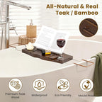 Teak Bathtub Tray Expandable Bathroom Tray - Image 4