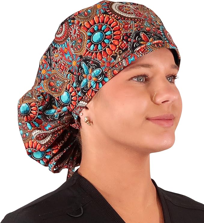 Sparkling EARTH Big Hair Ponytail Classic Surgical Style Scrub Working Cap - Image 3