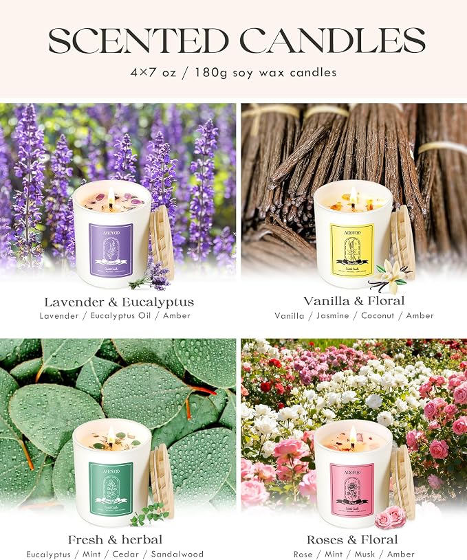 AOOVOO Rose/Vanilla/Eucalyptus/Lavender Scented Candles - Image 5