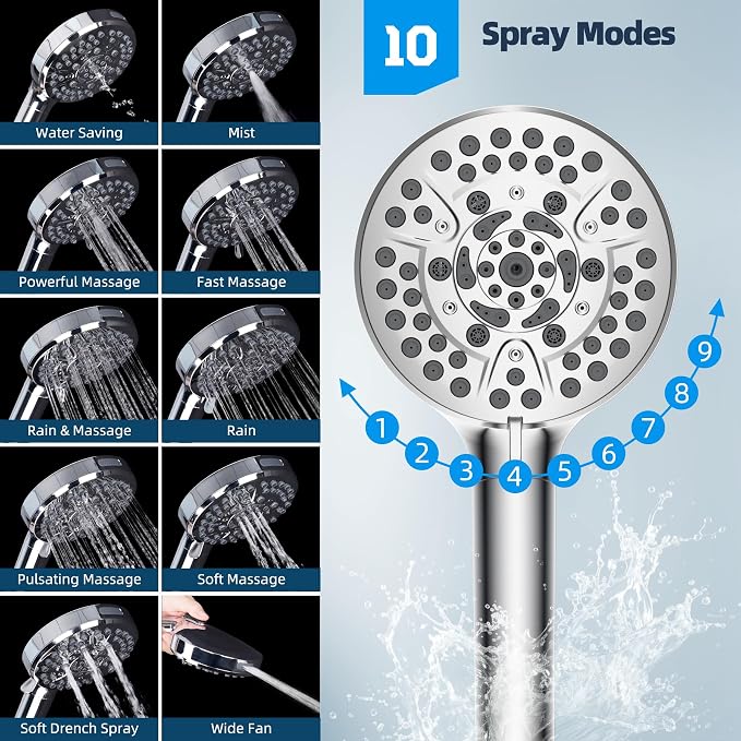 Hibbent All Metal CUPC Certified Shower Head, Handheld Showerhead Combo - Image 5