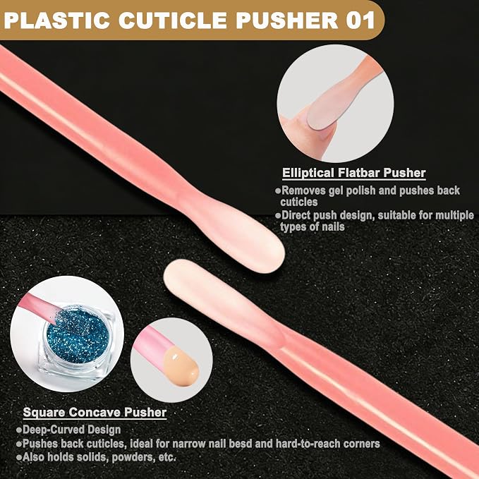 2Pcs Plastic Cuticle Pusher, Dual-end Dead Skin Nail Pusher, Gentle Plastic - Image 2
