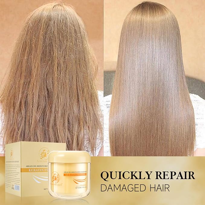 Collagen Hair Mask, Deep Repair Conditioning Argan Oil Hair Mask - Image 7