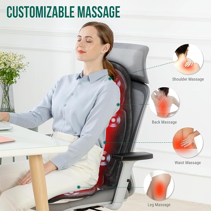 Snailax Back Massager with Heat, Vibration Massage Seat Cushion with 6 - Image 2