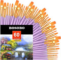 BOSOBO Paint Brushes Set, 6 Pack 60 Pcs Round Pointed Tip Paintbrushes Nylon by ArtistPaintBrushesSet