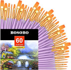 BOSOBO Paint Brushes Set, 6 Pack 60 Pcs Round Pointed Tip Paintbrushes Nylon by ArtistPaintBrushesSet
