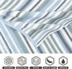 100% Cotton Blue Striped Hand Towels Set of 4, 16x27 Inches, Quick Dry & Highly - Image 2