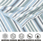 Blue Striped Bath Towels Set of 4, 100% Cotton, Lightweight, Super Soft & - Image 2