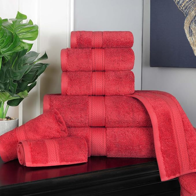 SUPERIOR Egyptian Cotton Pile 8 Piece Towel Set, Includes 2 Bath, 2 Hand - Image 2