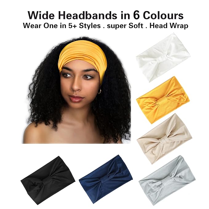 GiLi 6 Pack Wide Headbands for Women Non Slip Soft Elastic Hair Bands Yoga - Image 3