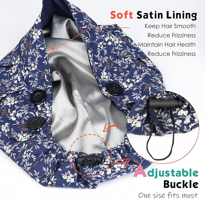 2 Pack Satin Lined Bouffant Scrub Caps - Image 3