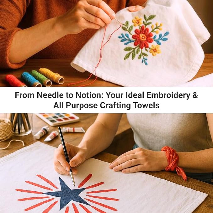 Flour Sack Towels | Tea Towel for Crafts| Kitchen Dish Cotton Blank Towel for - Image 4