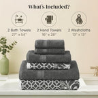 Modern Threads Botanical Vine 6-Piece 100% Cotton Towel Set – Reversible Yarn - Image 3