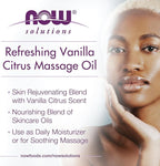 NOW Solutions, Refreshing Vanilla Citrus Massage Oil, Skin Rejuvenating Blend - Image 4